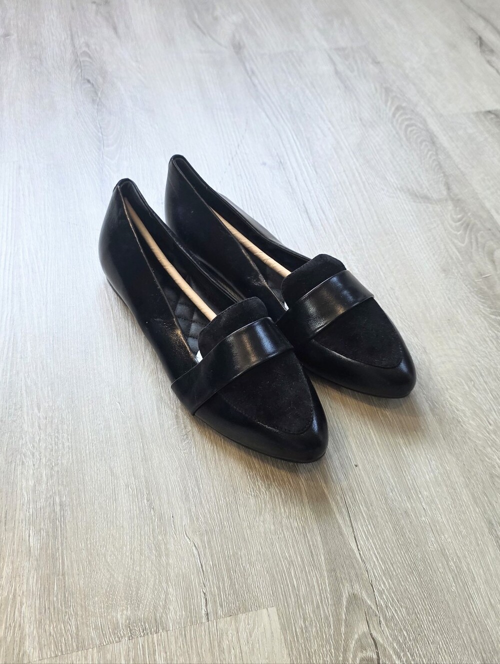 Birdies The Sparrow Pointed Toe Slip On Leather Suede Loafers Black 9.5
